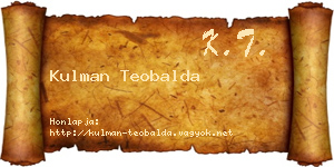 Kulman Teobalda névjegykártya